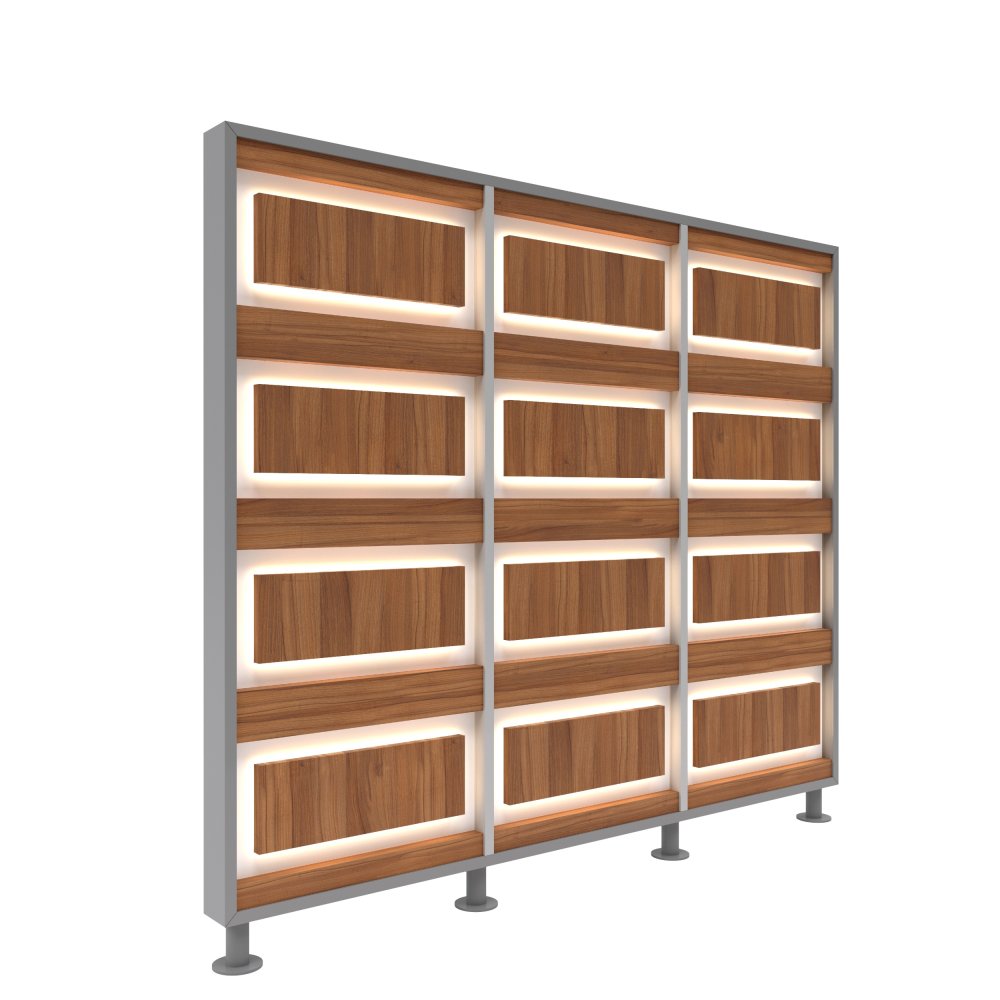 Перегородка 3-х секционная стандарт EcoWood (ЭкоВуд) с подсветкой 1900х150х1650 мм