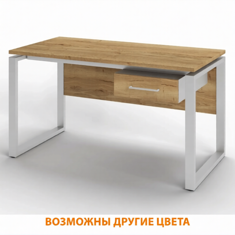 Стол рабочий 1 ящик СрТ-21 (тип 2) (1600х600х750) (столешница ЛДСП дуб вотан, каркас серый)