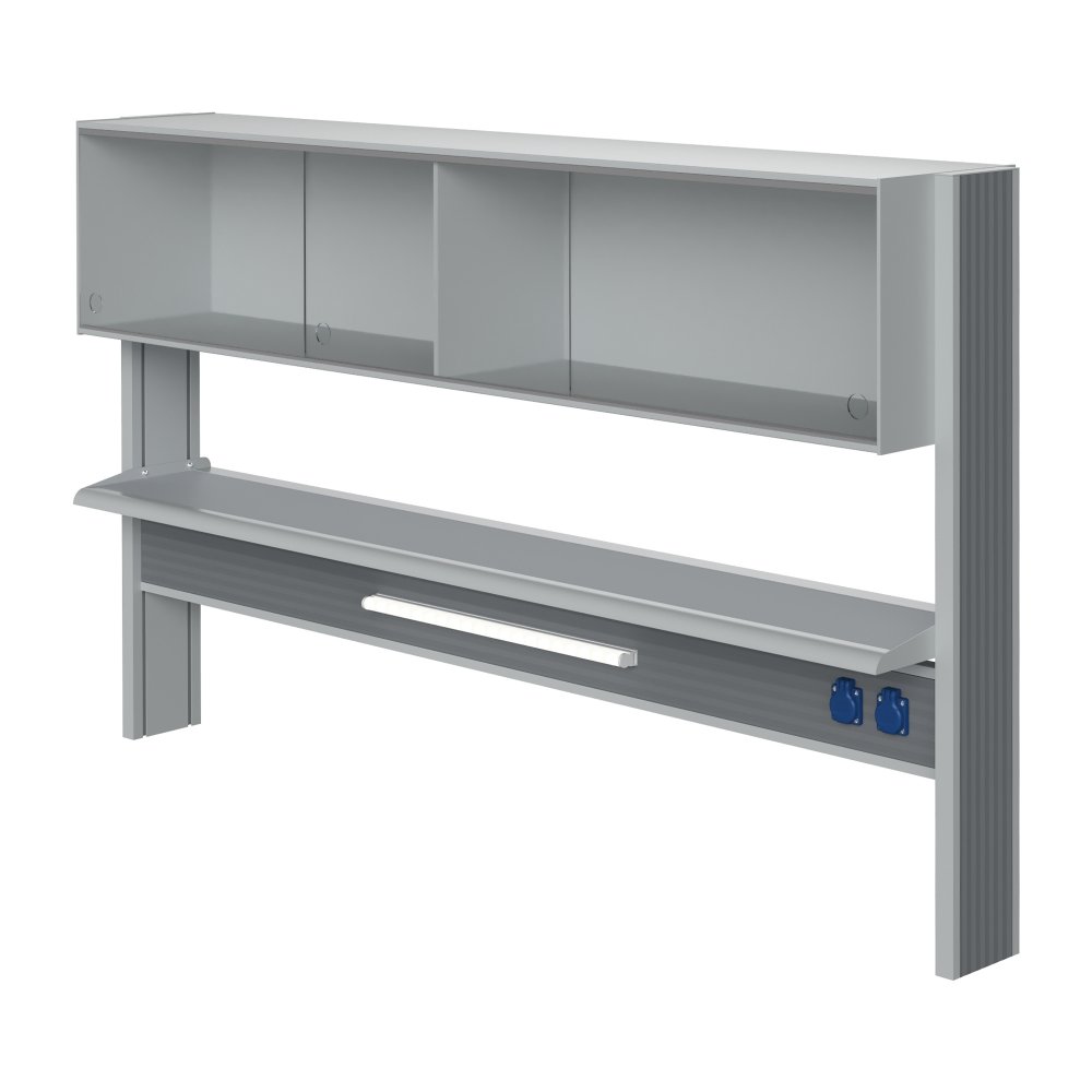 Технологический стеллаж со шкафом 360 мм для пристенного стола Mod. 1800 ТСПШ-36