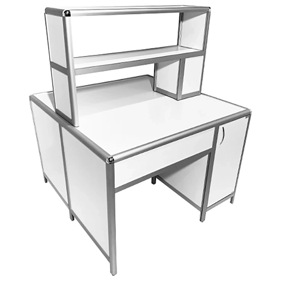 Стол лабораторный островной MED 11.001al с надстройкой (белый)