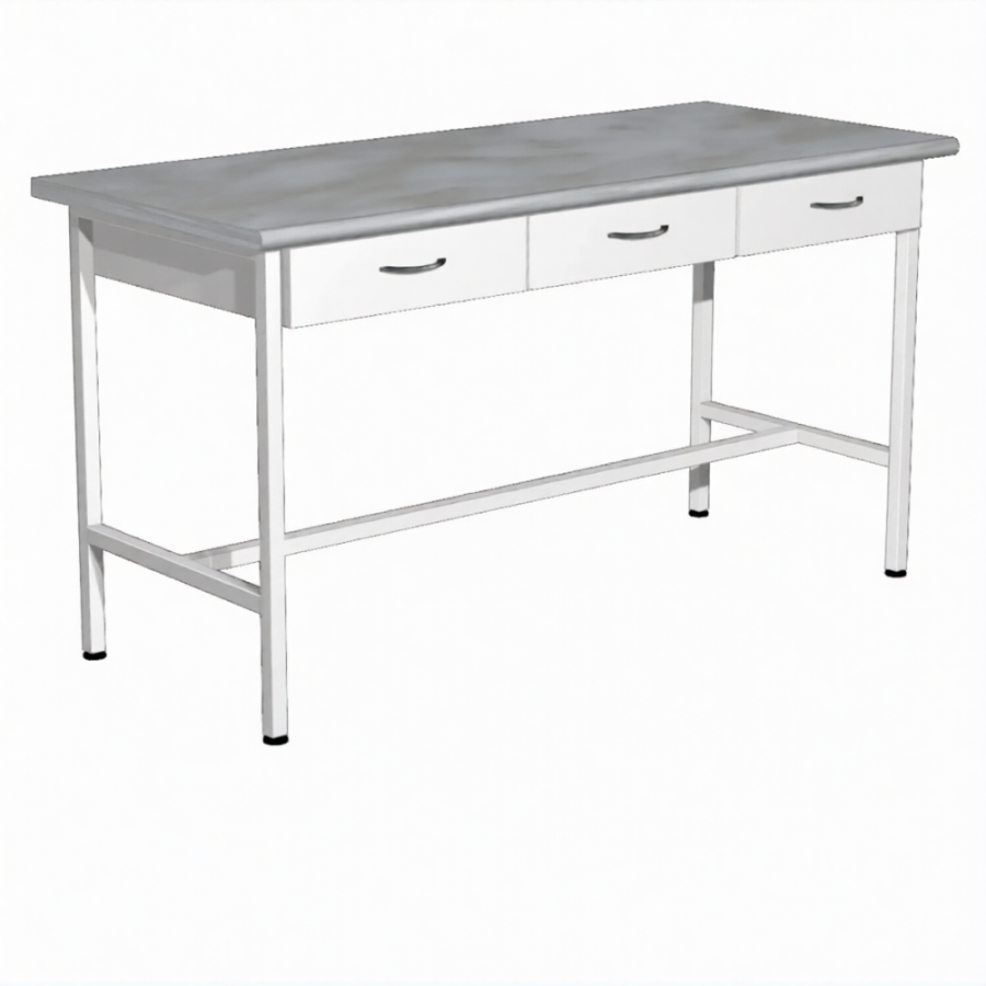 Стол лабораторный СЛ-108/1 (1400х600х850) (постформинг серый, каркас белый)