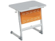 Стол 1-местный школьный 5-7 г/р "Логика" с наклоном столешницы 0-15° и перфорированным экраном (серый/оранжевый, м/к белый)