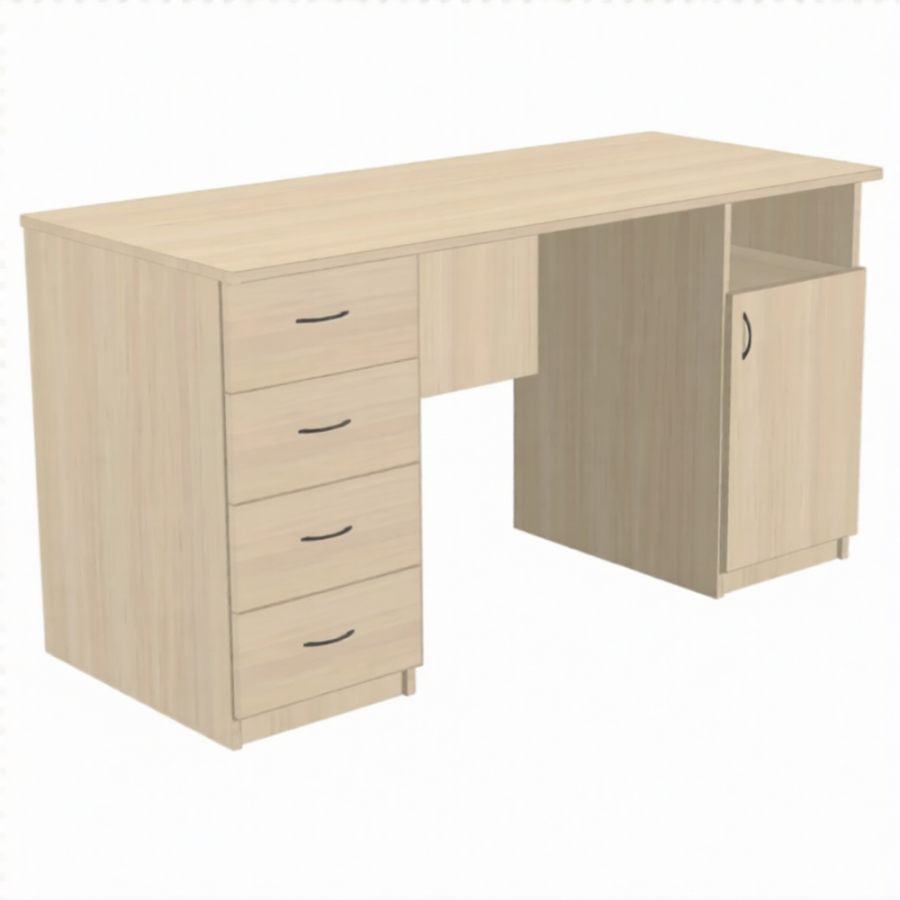 Стол рабочий с двумя тумбами СрТ-8.1 (ЛДСП дуб молочный)