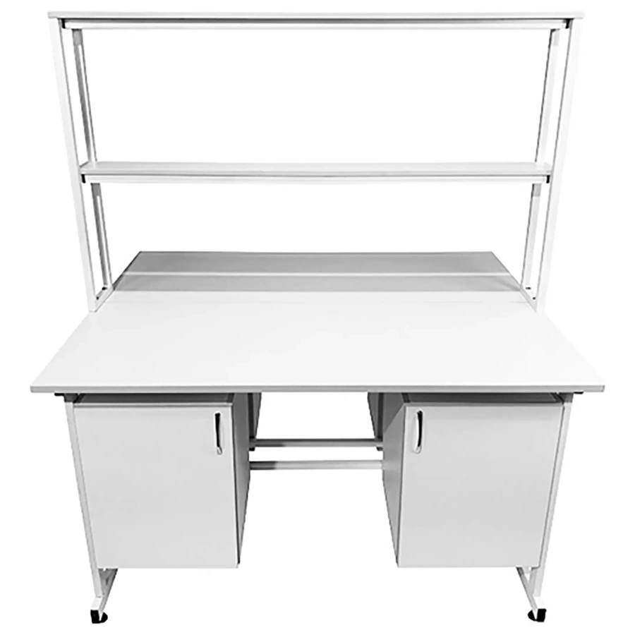 Стол лабораторный островной с надстройкой Сло 22.016 (белый)