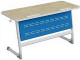 Стол 2-местный школьный 3-5 г/р "Логика" с наклоном столешницы 0-15° и перфорированным экраном (дуб "Бардолино"/синий, м/к белый)