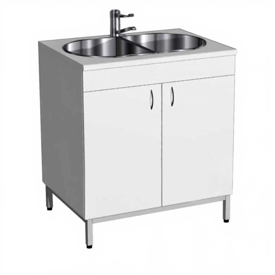 Стол-мойка СТм-105 «Стандарт» 850 (корпус ЛДСП серый, столешница постформинг серый, каркас серый)