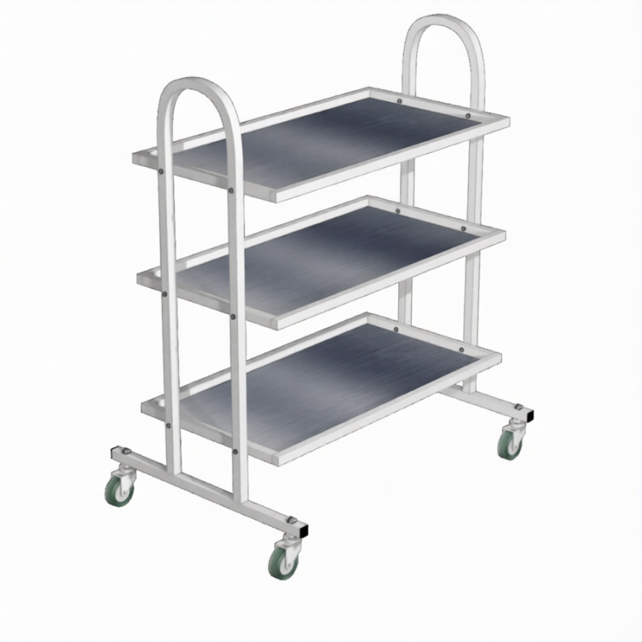 Стол инструментальный (колеса резина) СМ-3 (каркас белый)